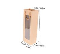 Ipetboom Paquet Porte-Bouteille Vin Rouge en Papier Kraft Fenêtre Transparente, Lot de 12 Paquet à Main, Format Rectangulaire, Couleur Kraft Naturel, pour Présents et Transport Sécurisé de Bouteilles