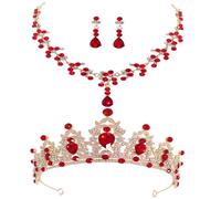 Ipetboom Parure Bijoux Mariage avec Diadème Princesse Collier et Boucles Oreilles pour Femmes Accessoire pour Mariage et Fête
