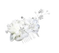 Ipetboom Peigne à Cheveux de Mariage Blanc Alliage avec Fleurs Soie et Strass Accessoire Élégant pour Mariée et Demoiselle Honneur Décoration Coiffure Chic pour Fêtes et Cérémonies