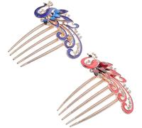Ipetboom Peigne à Cheveux en Alliage Strass Motif Paon 2pcs pour Femme, Accessoire Coiffure Glamour et Élégant, pour Coiffure Quotidienne et Styling