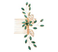 Ipetboom Peigne Cheveux Décoratif Vert Vintage pour Mariage Bride Headdress Alliage avec Strass Clip Coiffure Main Tressée pour Mariée et Demoiselles Honneur Accessoires Cheveux Chic