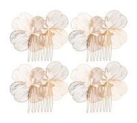 Ipetboom Peigne de mariée 4 pièces : accessoires de coiffure à fleurs baroques dorées pour mariées - coiffe vintage - peigne latéral élégant pour femme
