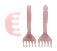 Ipetboom Peigne de Massage du Cuir Chevelu 3 Pièces Résine Couleur Marron Nuageux et Rose Croissant Manuel Stimulation Acupuncture Détente Relaxation Santé Bien-