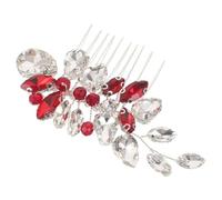 Ipetboom Peigne Latéral pour Mariée en Strass Rouge, Accessoire de Coiffure Scintillant pour Mariage, Postiche Orné de Cristaux, pour Chignon Élégant, Bijou de Cheveux pour Événements