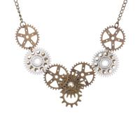 Ipetboom Pendentif Collier Engrenage Vapeur Steampunk Rond Vintage Accessoire Créatif pour Femmes Bijou Original Métal Bronze Style Rétro Industriel Présent Anniversaire Élégant
