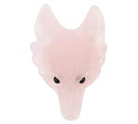 Ipetboom Pendentif Tête de Loup Cristal Naturel Petite Statuette Pierre Rose Charme Sculpté pour Bijoux DIY Cadeau et Peau-friendly