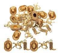 Ipetboom Pendentifs Breloques Western 30 Pièces Dorées pour Création Bijoux Femme Cowgirl, Chapeaux, Bottes et Chevaux, Décorations Artisanales, Accessoires Fête Thème Cow-boy, Usage