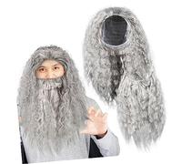 Ipetboom Perruque Grise Et Barbe Pour Cosplay Accessoire De Déguisement Pour Fête Costumée Ou Halloween