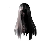 Ipetboom Perruque Lisse Longue Dégradée Pour Femme Accessoire Cheveux Grisé Noir