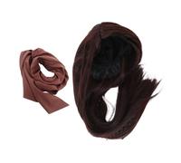 Ipetboom Perruque Pirate Marron avec Foulard Ensemble Accessoire Cosplay pour Femme et Homme pour Halloween et Fêtes Costumées