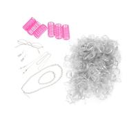 Ipetboom Perruque Vieille Dame Avec Rouleaux Accessoires De Costume Mère Pour Femmes Comprend Une Chaîne De Lunettes Pour Jeux De Rôle Et Performances