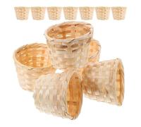 Ipetboom Petit Panier Osier en Bois Tissé, Panier de Rangement Multifonction Pratique et Élégant pour Bureau et Balcon, Organiseur D'articles Divers Simple et Raffiné