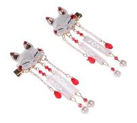 Ipetboom Pince à Cheveux Chinoise à Pompon Animal Pendentif Long Barrette Fox en Métal Doré 1 Paire pour Coiffure Traditionnelle Chinoise Accessoire Chignon Fille Cosplay et Nouvel An