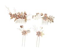 Ipetboom Pince à Cheveux Fleurie avec Strass Épingle Française Forme de U Peigne à Cheveux de Mariage pour Fixation Facile