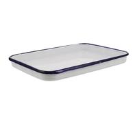 Ipetboom Plaque de Cuisson Émaillée Rectangulaire Blanche Résistante Haute Température Multifonction pour Cuisiner Gâteaux et Biscuits Plat Vintage Compact Four et Service la Cuisine
