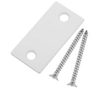 Ipetboom Plaque de Gâche de Pêne Dormant à Grand Trou pour Portes Extérieures Cache-Gâche Blanc en Acier Kit Réparation 1 Pièce et 2 Vis 40Mm Solution Solide pour Reboucher Trous et