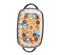 Ipetboom Plat de Cuisson Céramique avec Double Anse Plateau de Cuisson pour Four et Micro Ondes Accessoire de Cuisine Polyvalent pour Gratins Riz et Desserts