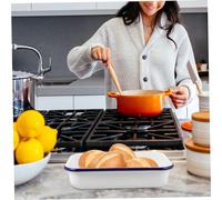 Ipetboom Plat de Cuisson Émaillé Bac de Rangement Multifonction pour Cuisine Chaleur Facile à Nettoyer pour Fruits et Pâtisserie