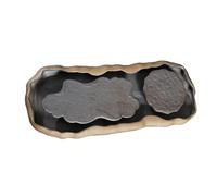 Ipetboom Plateau à Thé Céramique avec Support de Théière Lotus pour Kung Fu Plateau de Rangement Eau Intégré Décor Zen pour Deux Personnes Style