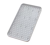 Ipetboom Plateau à thé rectangulaire à deux étages, bac d'égouttage évidé, panier égouttoir de cuisine, plastique blanc, taille L, pour table et décoration intérieure