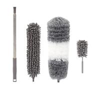 Ipetboom Plumeau Télescopique Double Tête en Microfibre Ultra-Fine Dépoussiéreur Extensible Tête Chenille et Mini Plumeau pour Nettoyage Précis Meubles Voiture et Recoins Difficiles