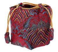 Ipetboom Pochette à Cordon Brodée pour Rangement Tasse à Thé Pochette Tissu Fermeture Facile et Usage Polyvalent