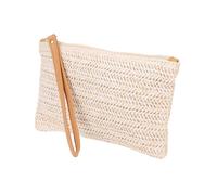 Ipetboom Pochette de Paille Porte-Monnaie Portefeuille Sac de Rangement Multifonctionnel Sac à Main Unique Sac en rotin tissé à la Main Change de Sac Bourse de Sac d'argent Cuir Beige