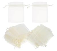Ipetboom Pochettes à Bijoux en Organza 100 Pcs 7 X 9 CM Blanc Crème Petits Paquet en Filet à Cordon de Serrage Sachets Présents Mariage Fête Bonbons et Chocolats