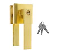 Ipetboom Poignée de Porte Intérieure en Alliage D’Aluminium Doré Serrure à Pêne Dormant et Clé Poignée Carrée Robuste pour Chambre et Salle de Bain Serrure Sécurisée Multifonction pour