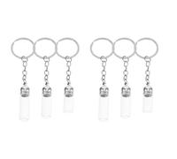 Ipetboom Porte-Clés Bouteille À Souhaits 6 Mini Bouteilles en Verre avec Couvercles en Métal Et Porte-Clés Petit Pot À Sorts Flacon Transparent Pendentif Breloque pour Bricolage Artisanat