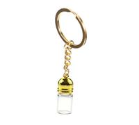 Ipetboom Porte-clés Flacon en Verre Transparent, Petite Bouteille Parfum Portable, Métal Doré, Accessoires Femmes, Usage Voyage et Parfum, Modèle Petit Bouchon Or