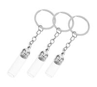 Ipetboom Porte-clés Flacons En Verre Pour Huiles Essentielles 3 Pièces Petites Tailles Transparentes Rechargeable Voyage Bouchon Acrylique Argenté Et Anneau Porte-clés Usage Aromathérapie