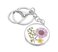 Ipetboom Porte Clés Fleur Pressée Daisy Argenté et Multifonction pour Sac à Dos Porte Clés et Décoration Polyvalente