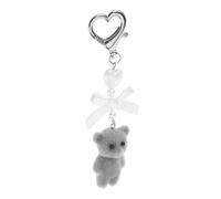 Ipetboom Porte-clés Ours Peluche Charme Bourse Dessin Animé Faire La Fête Chain De Clé Mignonne Simple Copains Décorations Duveteux Ornements Petit Pour Accessoires Décor D'ours Gris Résine