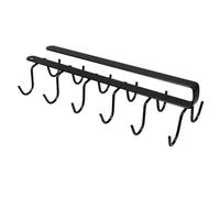 Ipetboom Porte Tasses Sous Meuble Crochets Noir Support Suspendu Cuisine Robuste pour Mugs Ustensiles et Rangement Pratique