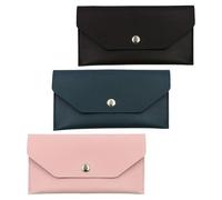 Ipetboom Portefeuille Petit Porte-Monnaie 3 Pièces en PU Résistant à L’Eau Pochette Enveloppe pour Billets et Cartes Organisateur Portable pour Femmes et Hommes Lot Bleu Foncé Noir Rose