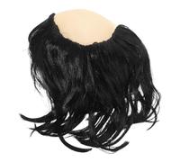 Ipetboom Postiche Chauve de Déguisement Homme, Postiche Synthétique Noire Longue Lisse, Accessoire de Cosplay Amusant pour Fêtes de Noël, Anniversaires et Spectacles Comiques, Tenue