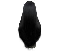 Ipetboom Postiche Longue Noire Synthétique Lisse avec Partie Centrale Postiche Femme Élégante Résistante à la Chaleur Coiffure Naturelle pour Usage Quotidien et Fêtes Taille Unique