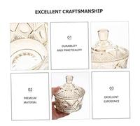 Ipetboom Pot de Rangement Alimentaire Verre avec Couvercle Étanche Bocaux Carrés pour Bonbons Bijoux et Fruits Secs Style Européen avec Motif Relief Pot de Stockage Hermétique pour Cuisine
