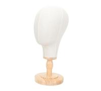 Ipetboom Présentoir Tête Mannequin Toile avec Base Bois Support Polyvalent pour Perruques Chapeaux Casquettes Bijoux et Accessoires pour Salons et Collections Personnelles