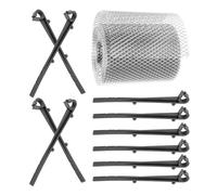 Ipetboom Protection de Gouttière 15 CM X 6 M 10 Crochets Gris Filtre Anti-Obstruction en Maille Métallique Flexible et Robuste Crépine de Gouttière pour Jardin et Extérieur Grille de