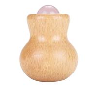 Ipetboom Roller de Massage Visage Jade Naturel avec Manche Bois Outil Anti-rides Rafraîchissant pour Détente Musculaire et Soin Facial Quotidien