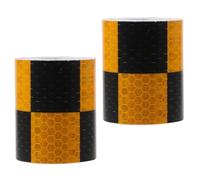 Ipetboom Ruban Réfléchissant Autocollant Noir et Orange à Carreaux 5 Cm X 3 M, Bande de Signalisation Étanche pour Véhicule, Protection Nocturne de Sécurité pour Carrosserie, Lot de 2
