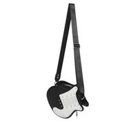 Ipetboom Sac Bandoulière Guitare PU Noir et Blanc pour Soirée Sac Original Forme Guitare pour Fête pour Concerts et Événements Musicaux