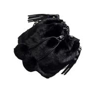 Ipetboom Sac Seau Femme Peluche Noire Sac Bandoulière Mode avec Cordon de Serrage pour Shopping et Sortie