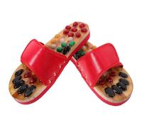 Ipetboom Sandales de Massage Jade pour Semelles Pu et Eva Massage Réflexologie pour Santé et Circulation Pantoufles Relaxantes Rouges