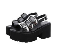 Ipetboom Sandales Femme à Talon Épais Été Sandales Ouvertes à Bout Semelle Antidérapante Confortable Style Moderne Noir