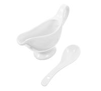 Ipetboom Saucière Céramique avec Cuillère Profonde Pichet à Sauce pour Steak et Crème Service Facile et Anti-goutte pour Barbecue et Buffet