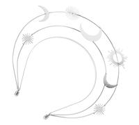 Ipetboom Serrage-Tête Argenté Fait Main Lune et Étoiles Diadème de Déesse à Trois Couches Accessoires Cheveux pour Fêtes Mariages et Cosplay Coiffe Légère et Confortable pour Femmes et
