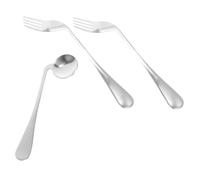 Ipetboom Set de Couverts Acier Inoxydable pour Personnes Âgées Cuillère et Fourchette Coudées Ergonomiques Ustensiles Faciles à Utiliser pour Repas Assistés